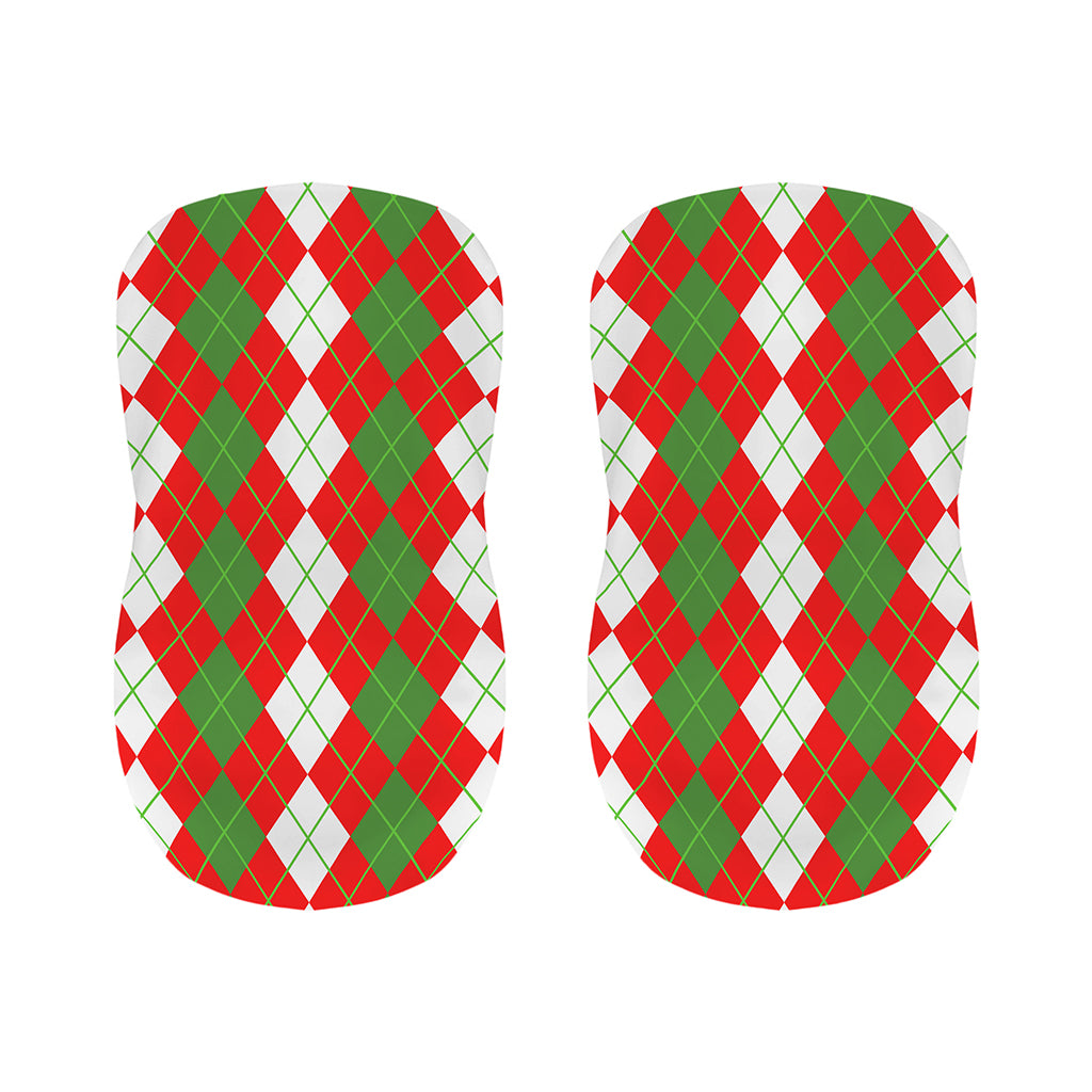 White Green And Red Argyle Pattern Print Bar Stool Covers