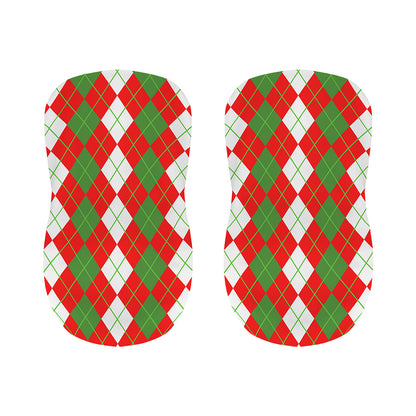 White Green And Red Argyle Pattern Print Bar Stool Covers