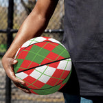 White Green And Red Argyle Pattern Print Basketball