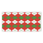 White Green And Red Argyle Pattern Print Beach Towel