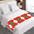 White Green And Red Argyle Pattern Print Bed Runner