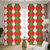 White Green And Red Argyle Pattern Print Blackout Pencil Pleat Curtains