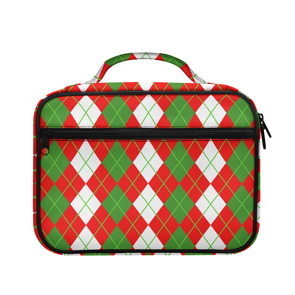 White Green And Red Argyle Pattern Print Briefcase Bible Bag