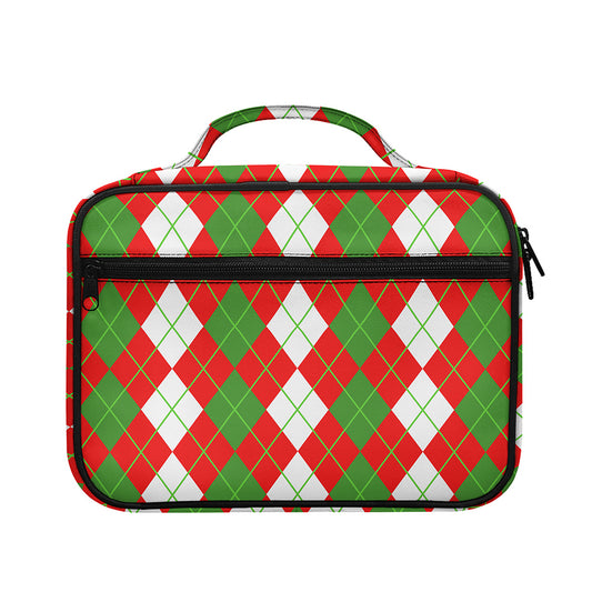 White Green And Red Argyle Pattern Print Briefcase Bible Bag