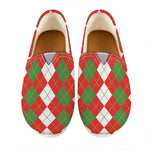 White Green And Red Argyle Pattern Print Casual Shoes