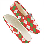 White Green And Red Argyle Pattern Print Casual Shoes