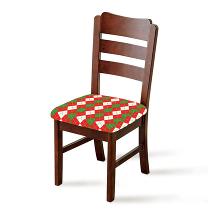 White Green And Red Argyle Pattern Print Chair Cushion Cover