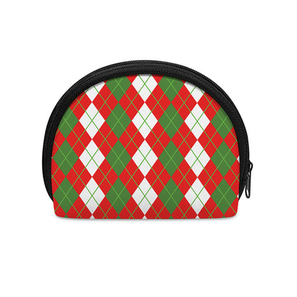 White Green And Red Argyle Pattern Print Coin Purse
