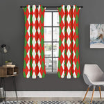 White Green And Red Argyle Pattern Print Curtain