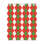 White Green And Red Argyle Pattern Print Curtain