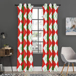 White Green And Red Argyle Pattern Print Curtain