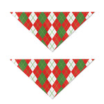 White Green And Red Argyle Pattern Print Dog Bandana