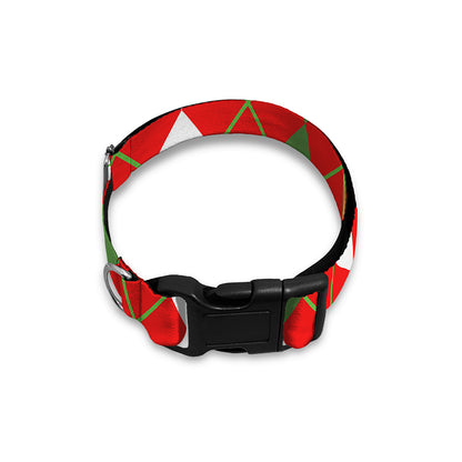 White Green And Red Argyle Pattern Print Dog Collar