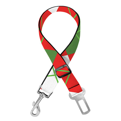 White Green And Red Argyle Pattern Print Dog Seat Belt
