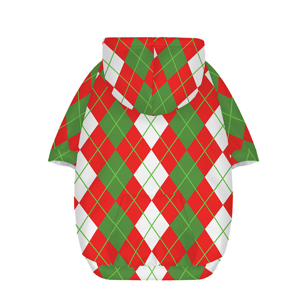 White Green And Red Argyle Pattern Print Dog Zip Up Hoodie