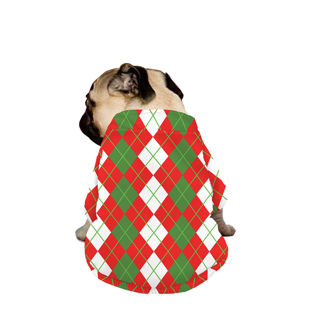 White Green And Red Argyle Pattern Print Dog Zip Up Jacket
