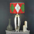 White Green And Red Argyle Pattern Print Drum Lamp Shade