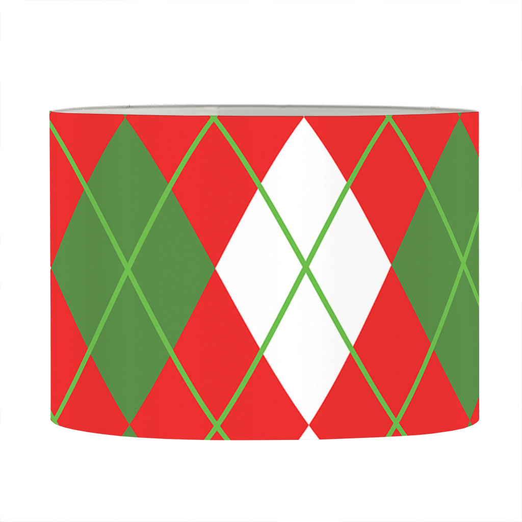 White Green And Red Argyle Pattern Print Drum Lamp Shade