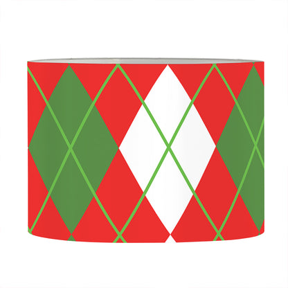 White Green And Red Argyle Pattern Print Drum Lamp Shade
