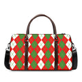 White Green And Red Argyle Pattern Print Duffel Bag