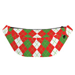 White Green And Red Argyle Pattern Print Fanny Pack