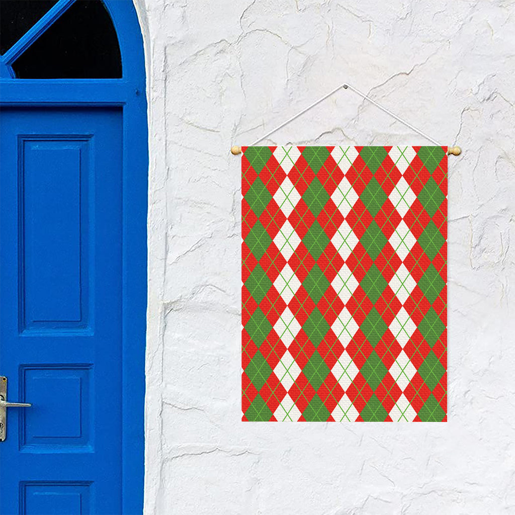 White Green And Red Argyle Pattern Print Garden Flag