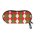 White Green And Red Argyle Pattern Print Glasses Case