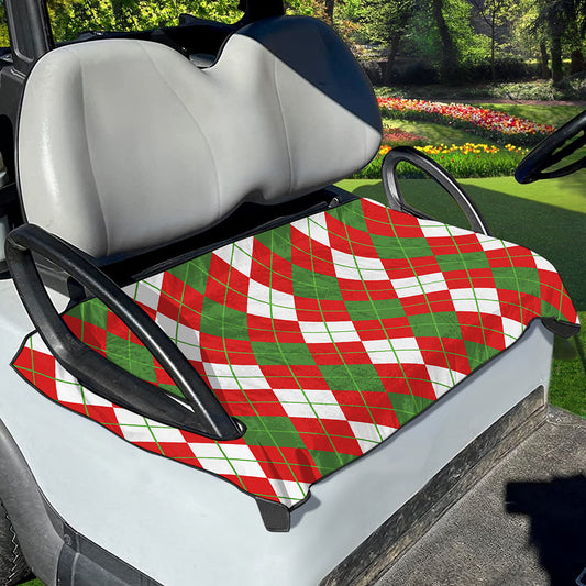 White Green And Red Argyle Pattern Print Golf Cart Seat Cover