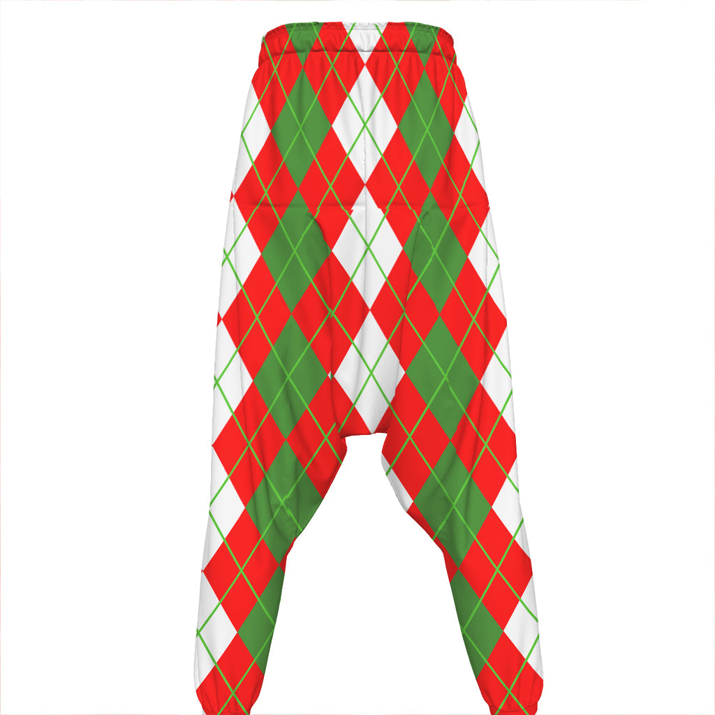White Green And Red Argyle Pattern Print Hammer Pants