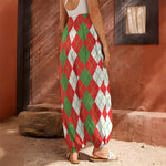 White Green And Red Argyle Pattern Print Harem Pants