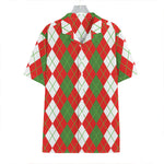 White Green And Red Argyle Pattern Print Hawaiian Shirt