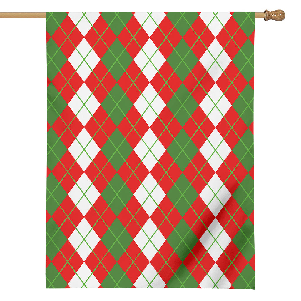 White Green And Red Argyle Pattern Print House Flag