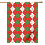White Green And Red Argyle Pattern Print House Flag