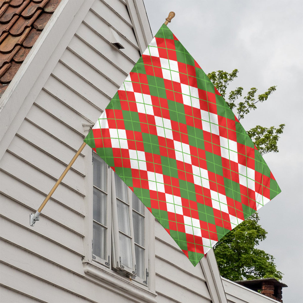 White Green And Red Argyle Pattern Print House Flag