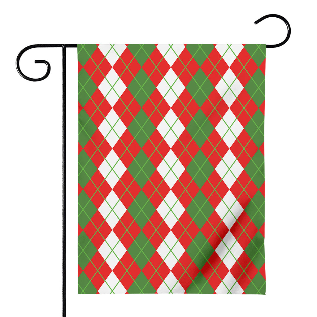 White Green And Red Argyle Pattern Print House Flag