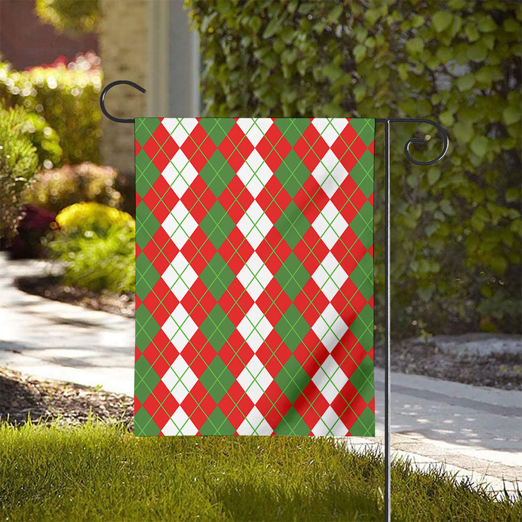 White Green And Red Argyle Pattern Print House Flag