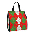 White Green And Red Argyle Pattern Print Insulated Lunch Tote