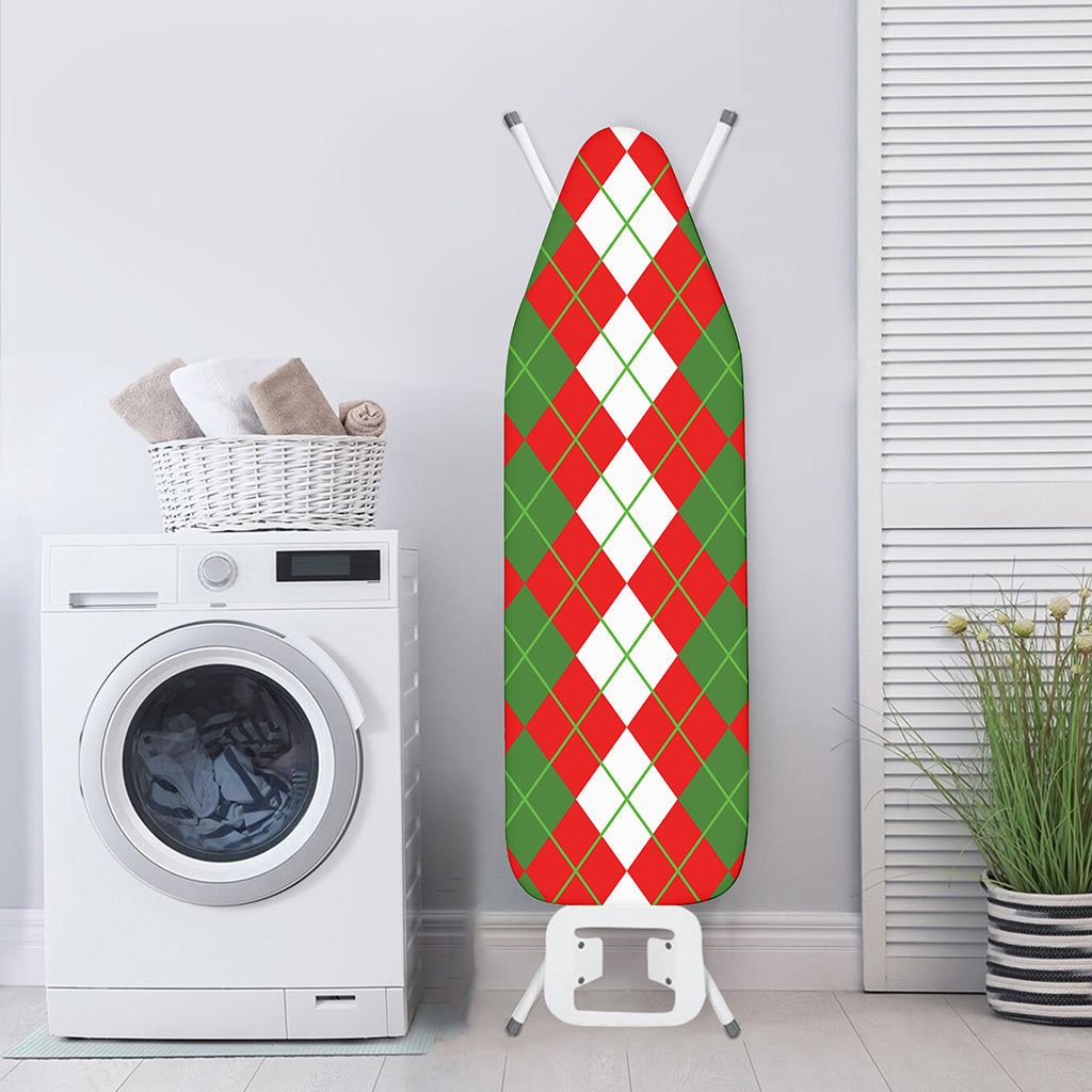White Green And Red Argyle Pattern Print Ironing Board Cover