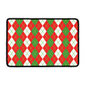 White Green And Red Argyle Pattern Print Kitchen Mat