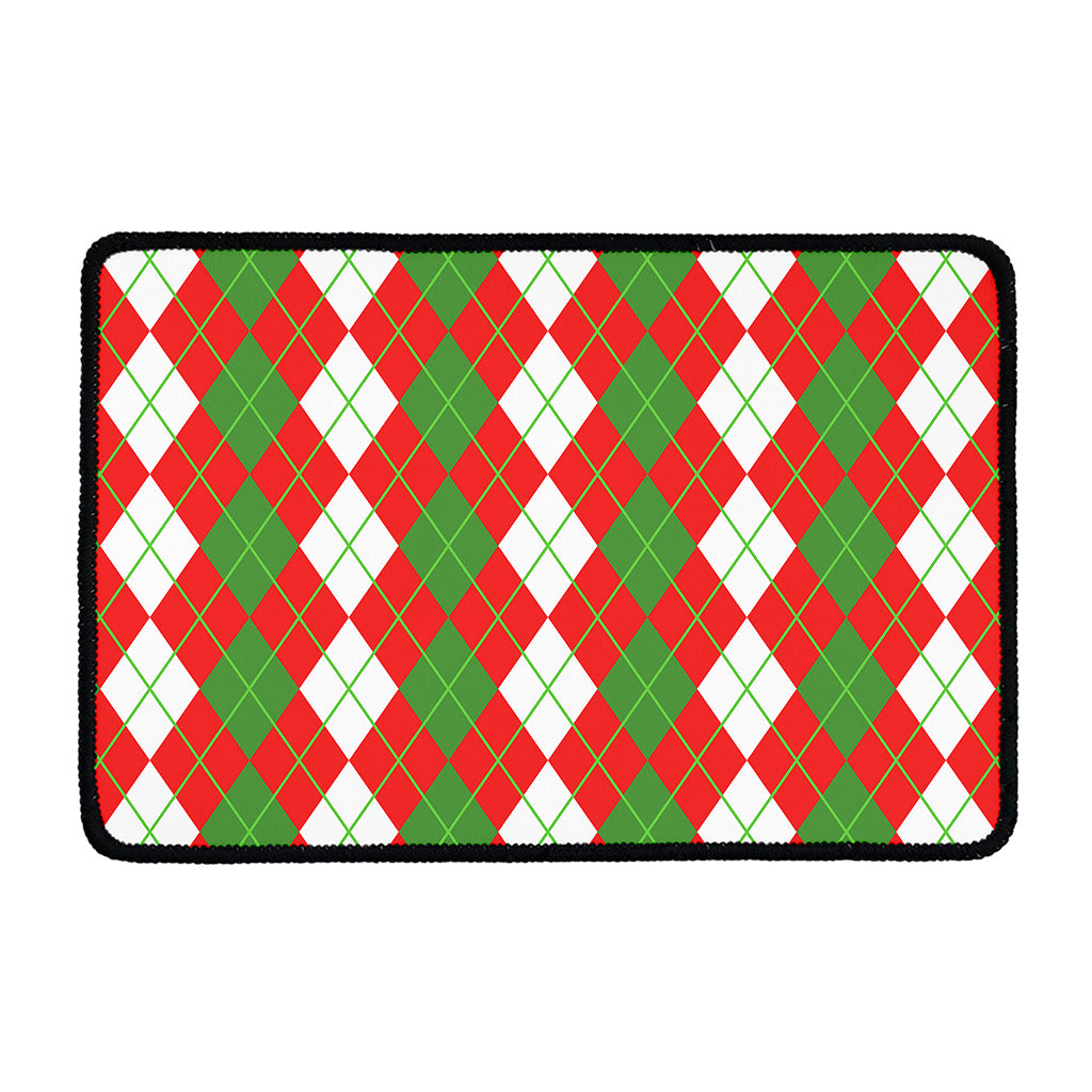 White Green And Red Argyle Pattern Print Kitchen Mat