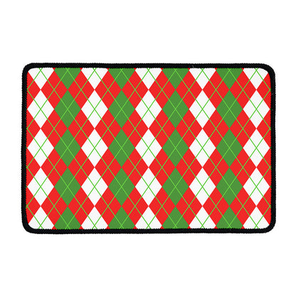 White Green And Red Argyle Pattern Print Kitchen Mat