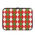 White Green And Red Argyle Pattern Print Laptop Sleeve