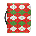 White Green And Red Argyle Pattern Print Leather Bible Cover