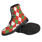 White Green And Red Argyle Pattern Print Backpack