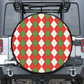 White Green And Red Argyle Pattern Print Leather Spare Tire Cover