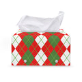 White Green And Red Argyle Pattern Print Leather Tissue Box Cover