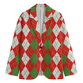 White Green And Red Argyle Pattern Print Men's Blazer