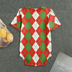 White Green And Red Argyle Pattern Print Men's Bodysuit