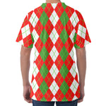 White Green And Red Argyle Pattern Print Men's Velvet T-Shirt