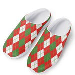 White Green And Red Argyle Pattern Print Mesh Casual Shoes